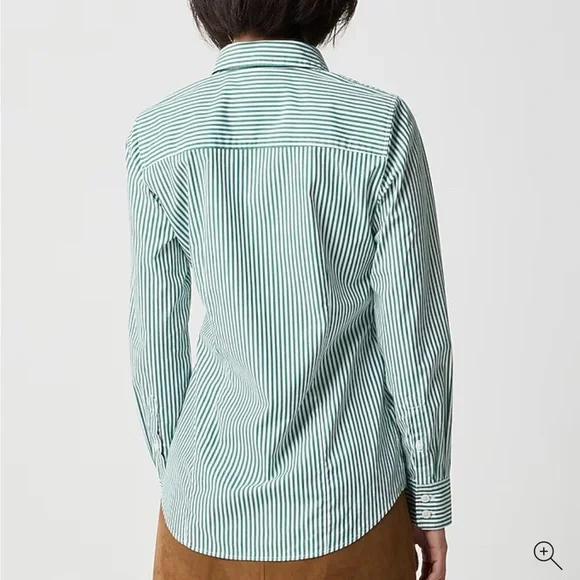 J crew jungle green white Petite lightweight cotton-blend shirt in signature fit - Picture 2 of 3